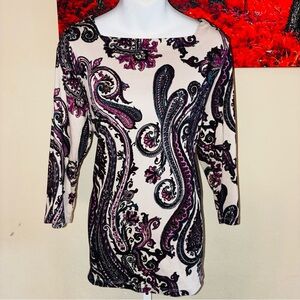 🔥🔥 Chico's Black and Purple Paisley Long Sleeve Dress